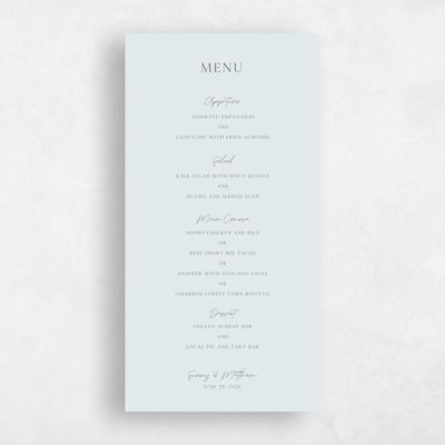 Blue Destination Wedding Menu - Clearwater