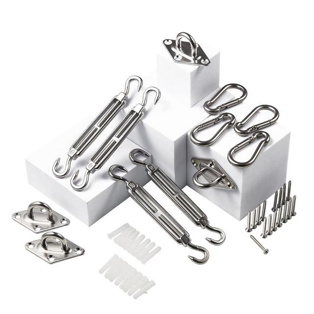 Eyourlife Shade Sail Hardware Kit for Triangle Rectangle Sun Shade Sail Outdoor Installation, Heavy Duty 304 Stainless Steel Hardware, 44Pcs