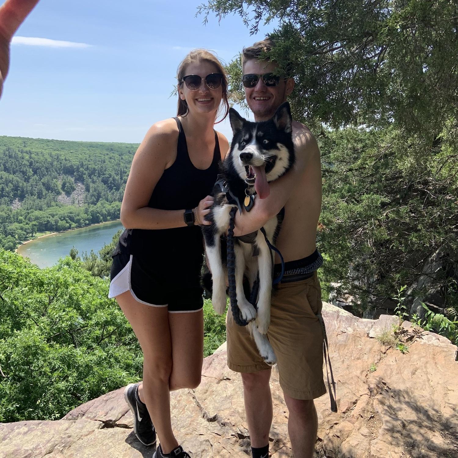 The very first picture we ever took together! Went for a hike to Devil's Lake State Park!