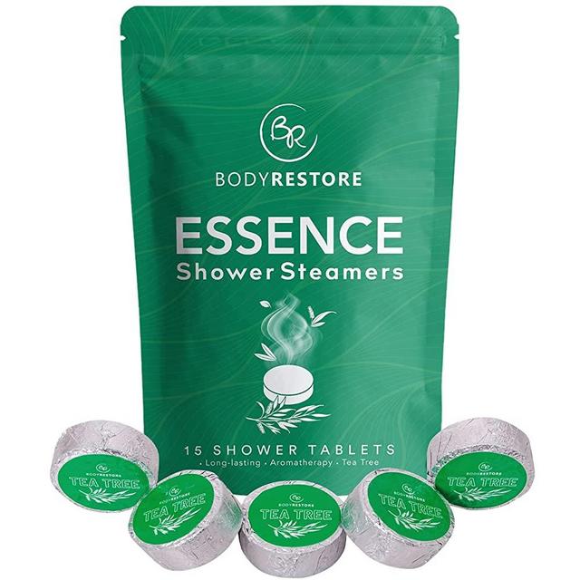 BodyRestore Shower Steamers (Pack of 15) Gifts for Women and Men - Tea Tree Oil Tablets Essential Oil Scented Aromatherapy Shower Bomb, Stress Relief Shower Tablets