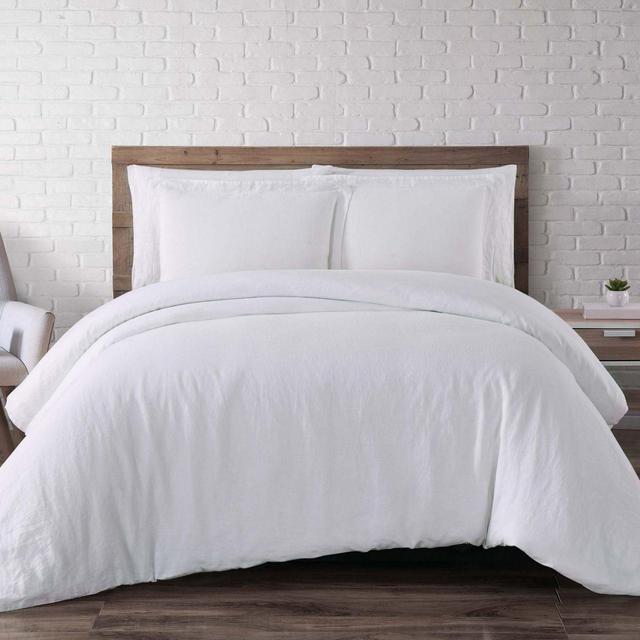 Brooklyn Loom Linen King Duvet Cover Set in White