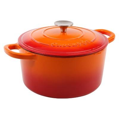 Crock Pot Artisan 5Qt Enamel Cast Iron Dutch Oven Sunset Orange