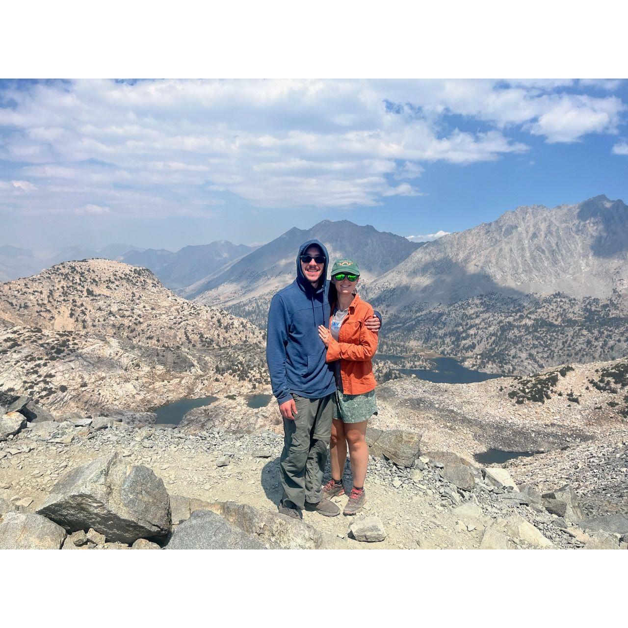 Standing at over 10,000 feet after getting engaged at Rae Lakes in Kings Canyon National Park