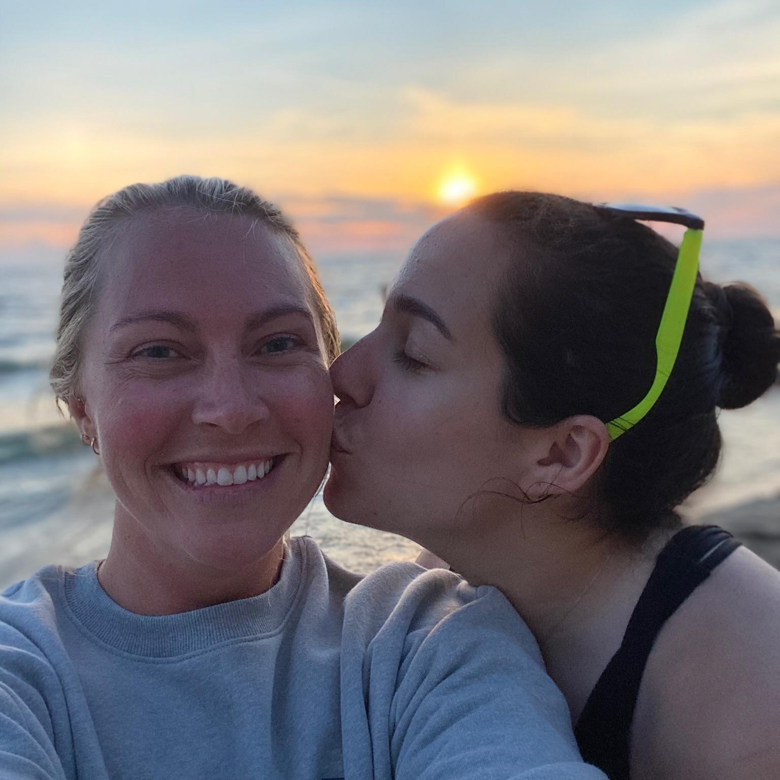 Sunset on Lake Michigan with family.