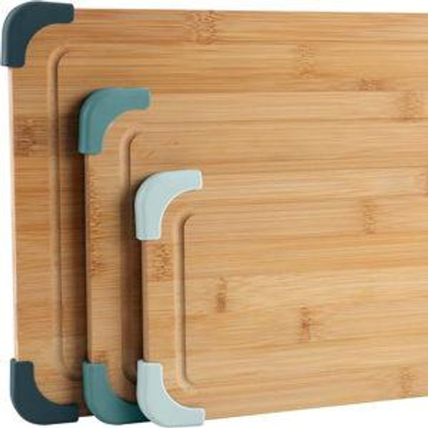 "Bamboo Non-Slip Green" COOK WITH COLOR Non-Slip Cutting Board Set – Kitchen Essentials with Easy Grip Handle for Meat, Veggies, and Fruits, 3 Cutting Boards, Bamboo Non-Slip Green