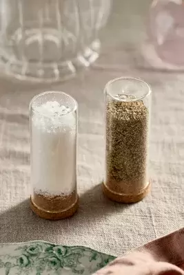 Cork + Glass Salt + Pepper Shakers