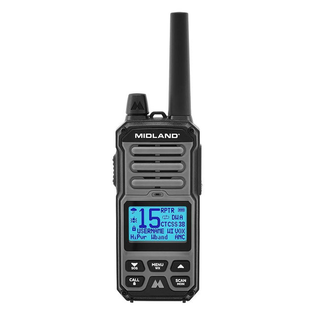 Midland GXT67 PRO GMRS Radio - Two-Way Midland Walkie Talkie - Repeater Capable, IP67 Waterproof, Active Noise Canceling, Hands-Free Operation, 99 Channels, 16-Hour Battery