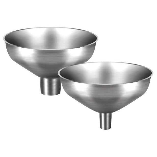 Nomatox Stainless Steel Metal Funnel Set of 2, Kitchen Filling Funnel (0.5-inch Narrow Mouth) and (1-inch Wide Mouth), Practical Tools for Transferring Spices, Oils, Food and Beer