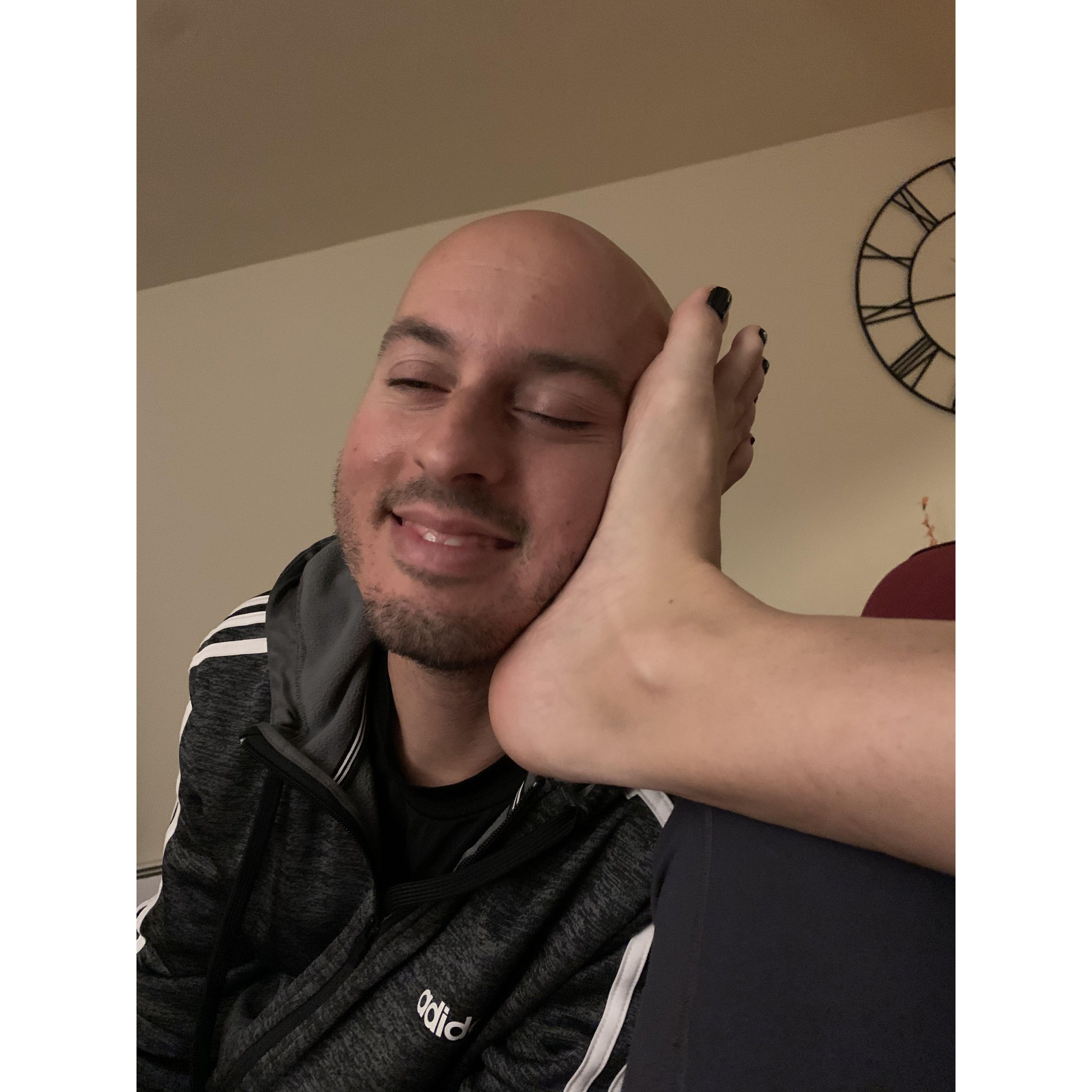 Because sometimes the best pillow is a foot??