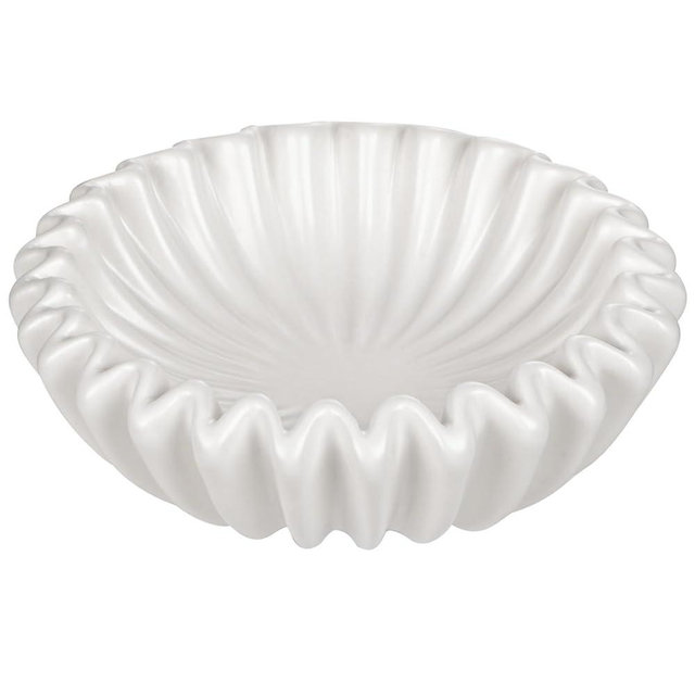 Kultilanda Small Ceramic Bowl Ivory Decorative Bowl, Modern Home Decor Centerpiece 6 Inches Key Jewelry Ruffle Fluted Scalloped Bowl