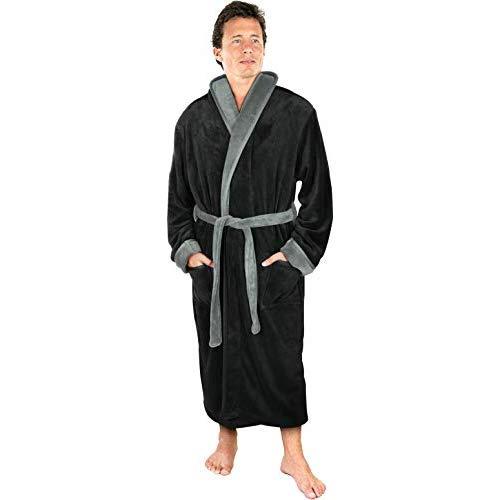 NY Threads Luxurious Men's Shawl Collar Fleece Bathrobe Spa Robe