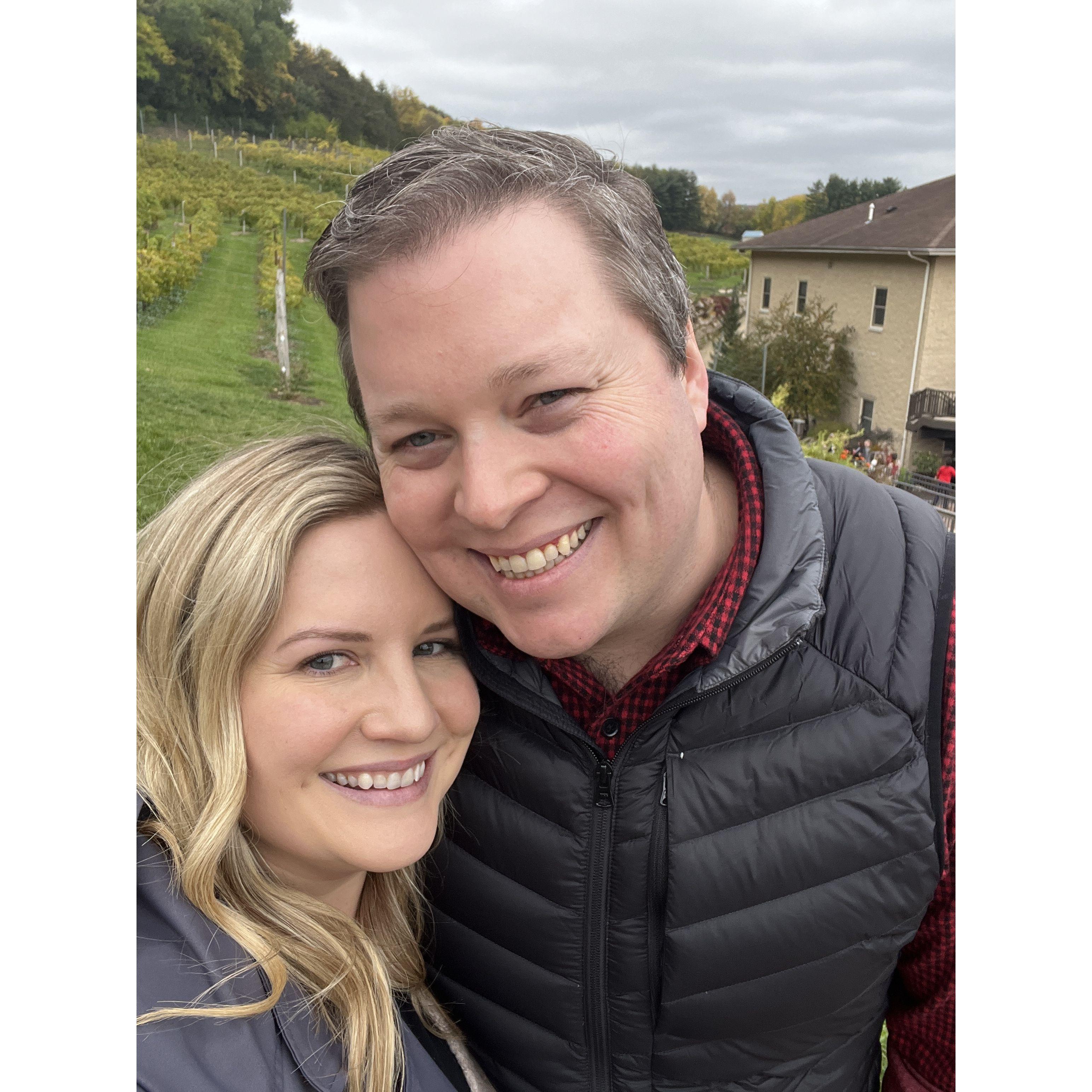 Enjoying a fall afternoon at Wollersheim Winery in Prairie du Sac, WI.