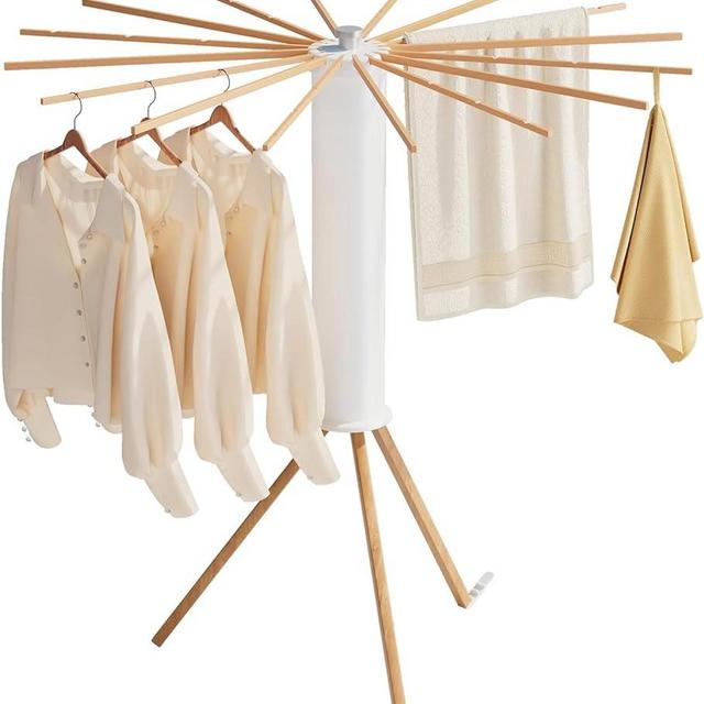 MLHpeak Tripod Clothes Drying Rack, Garment Rack Portable and Foldable Space Saving Laundry Drying Rack - Drying Rack Clothing Floor Folding Balcony Bedroom Household Aluminum
