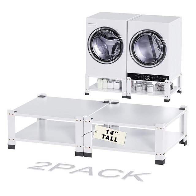 GangMei Washer and Dryer Pedestals, 28" Wide, 14" Height Laundry Pedestal Universal Fit 800lbs Capacity, Metal Washing Machine Base Stand Dryer Base Platform Heavy Duty, 2 Pack