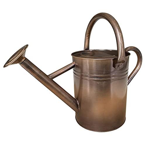 Galvanized Steel Watering Can Metal Watering Can for Outdoor Plants with Copper Accents, 1 Gallon, Copper