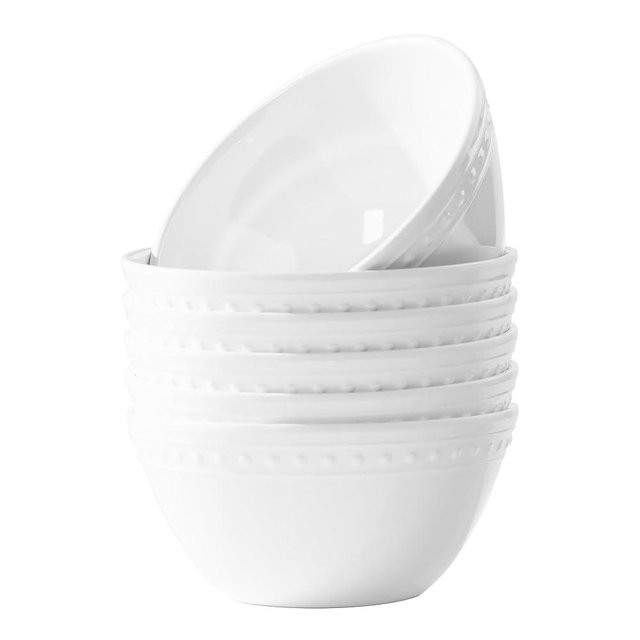 BEESEN Melamine Bowl Set, Basic White Soup Bowls Set, 6 inch, 24oz All purpose/Soup/Salad Bowls Set of 6, Unbreakable Durable, Dishwasher Safe, BPA Free - Perfect for Soups, Salads & Entertaining
