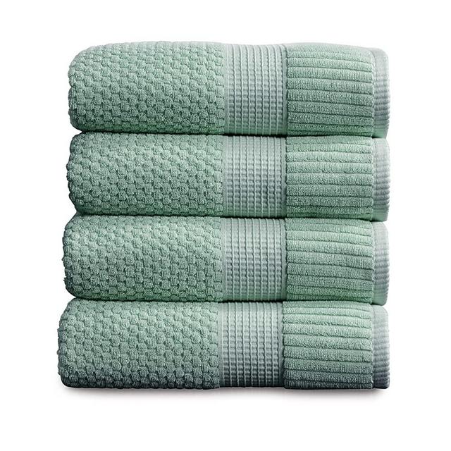 100% Cotton Bath Towel Pack | Super Soft and Absorbent Quick-Dry Bath Towels 30" x 52" |Textured and Durable 600 GSM Cotton | Trinity Collection ( 4 Pack Bath Towel, Wasabi Green)