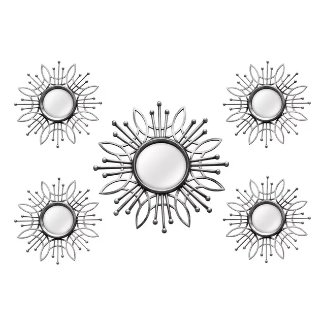 Stratton Home Décor 15.5-Inch Round Burst Mirror in Silver (Set of 5)