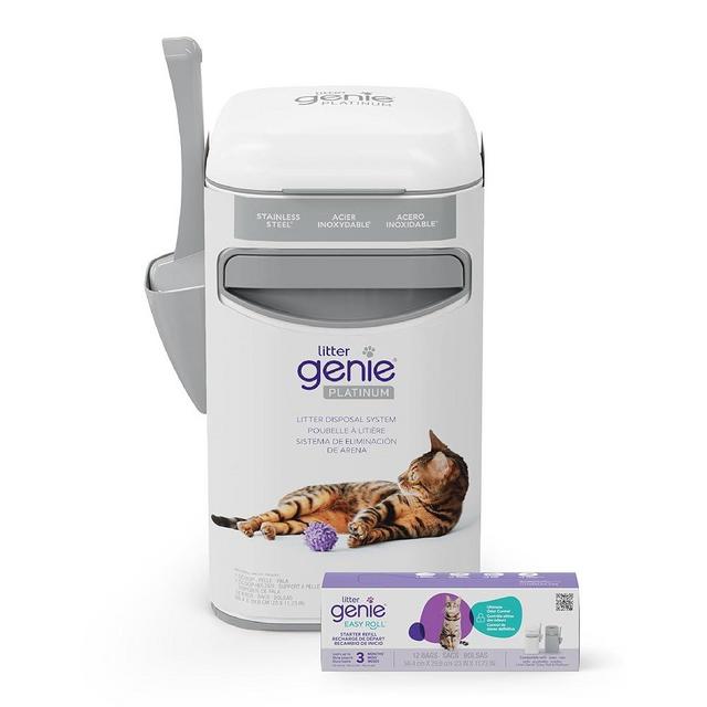 Litter Genie Platinum Pail Made of Durable Stainless Steel Includes 1 Easy Roll Refill