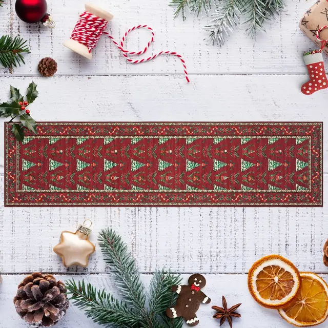 Large Christmas Living Room Rug, Christmas Area Rug, Ultra-Soft Decorative Xmas Tree Accent Rugs, Non Slip Washable Foldable Thin Festive Carpet