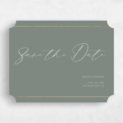 Green Ticket Wedding Save the Date - Sheffield Landscape