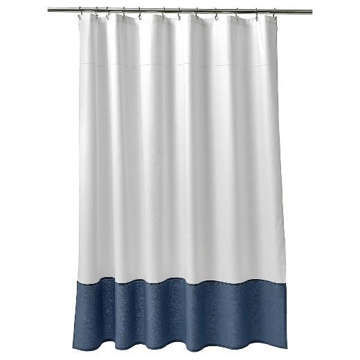 Oxford Stitch Shower Curtain (72"x72") White/Blue - Fieldcrest™