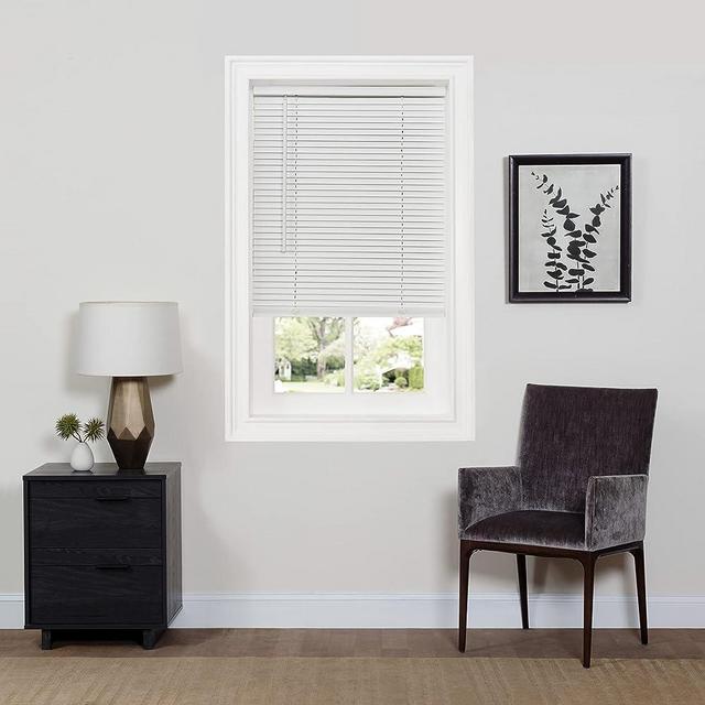 Cordless Room Darkening Mini Blind - 31 Inch Length, 64 Inch Height, 1" Slat Size - Pearl White - Cordless GII Deluxe Sundown Horizontal Windows Blinds for Interior by Achim Home Decor