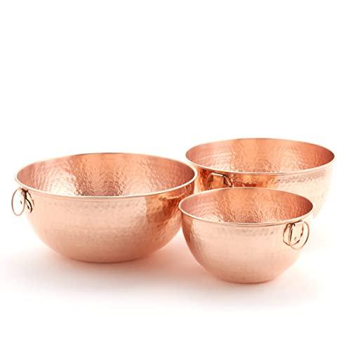 Old Dutch Solid Copper Stone Hammered Bowls-3 Piece Set Mixing/Beating, one size
