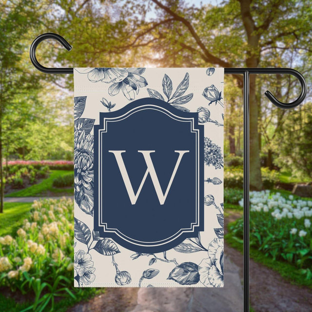 Personalized Chinoiserie Garden Flag: Custom Floral Outdoor Decor