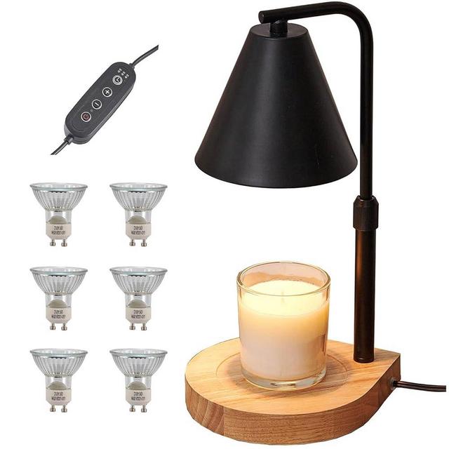 YODEWA Candle Warmer Lamp with Timer and Dimmer, Modern Black Electric Candle Lamp Warmer for 3 Wick Jar Candles, Gifts for Daughter/Mom/Women Bedroom Home Decor - Adjustable Height