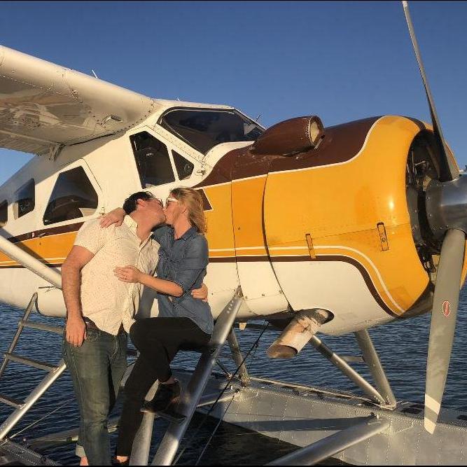 Celebrating our engagement in Sausalito.