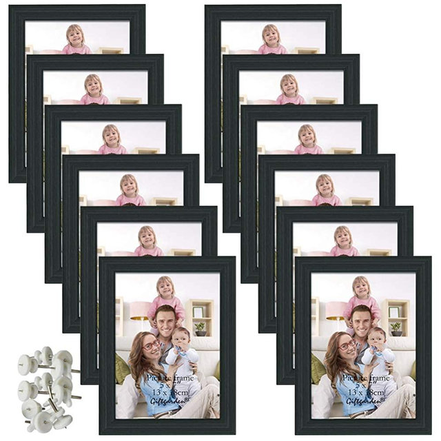 Giftgarden 5x7 Picture Frames for Wall Decor or Tabletop, Black, 12 Pack