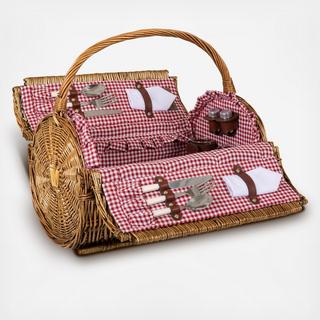 Gingham Print Barrel Basket