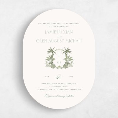 Green Oval Wedding Invitation - Somrig Classic