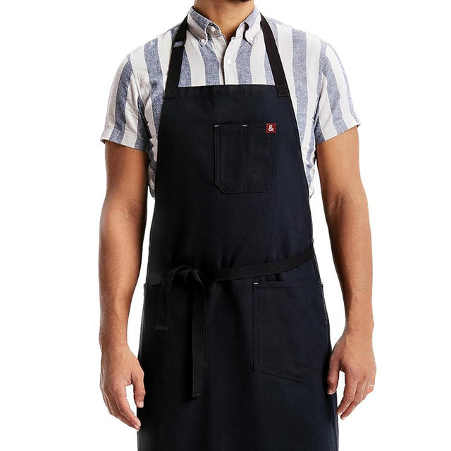 hedley & bennett Essential Apron - Professional Chef Apron with Pockets - Kitchen Apron for Men - Grilling Apron - Chef Aprons for Men - Apron for Women - 8oz Cotton Canvas Apron (Caviar)