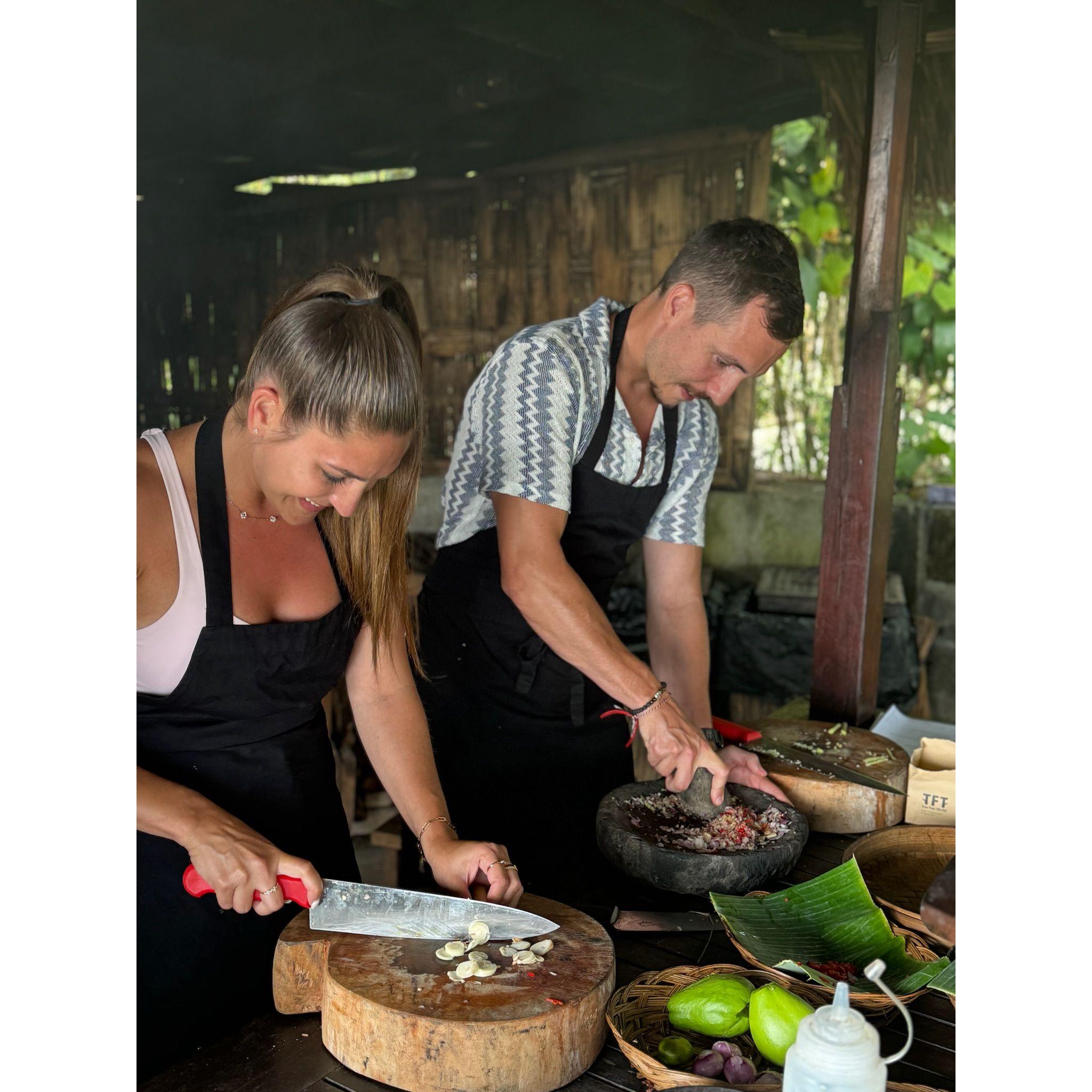 Cooking an authentic Balinese meal.