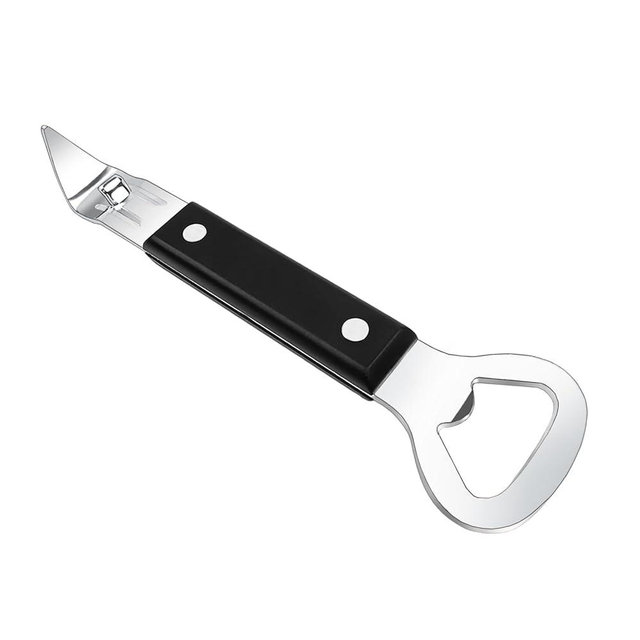 Can Opener Little Cook Stainless Steel Can & Bottle Opener, Manual 2 in 1 Multifunctional Kitchen Tool, Dishwasher Safe (Black)