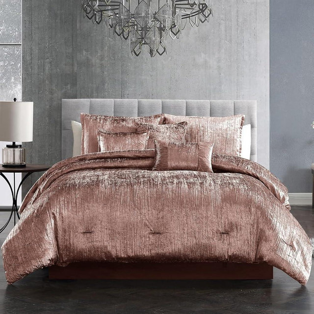 Riverbrook Home Turin Comforter Set, Queen, Blush, 7-Piece Set