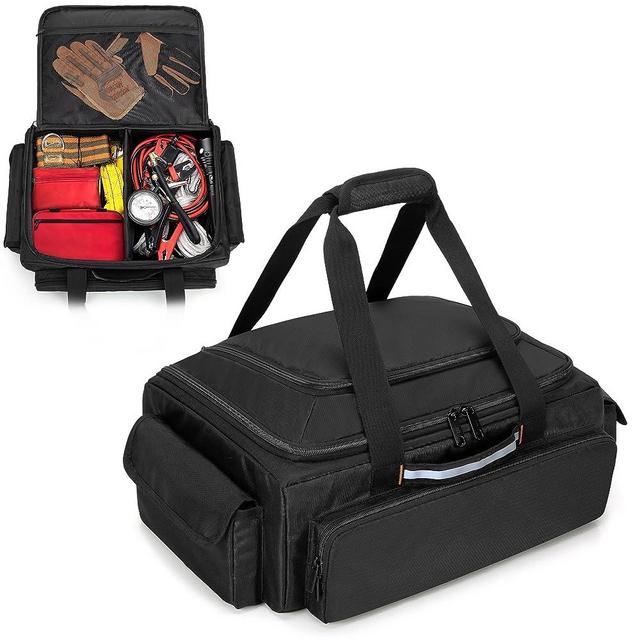 SAMDEW Under Seat Storage Bag for Trucks, Under Seat Organizer Fit for SuperCrew & Crew Cab, Underseat Console for Truck Rear Seat, Practical Underseat Tool Box System for Outdoor & Vehicle Use, Black