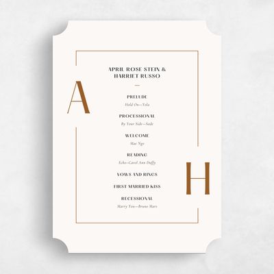 Beige Ticket Wedding Program - Wetherby