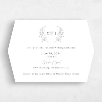 Green Diamond Wedding Invitation - Merriott Landscape