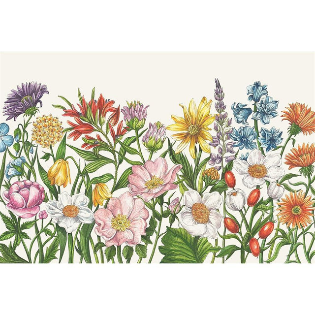 Disposable Paper Placemats for Dining Table - Square Paper Mats for Spring Easter Parties - 18 Sheets Per Pad Made in USA (Wildflowers)
