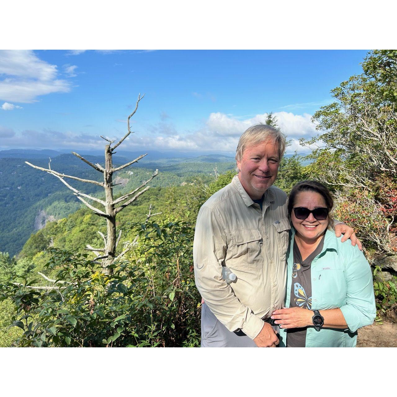 Hiking in North Carolina while visiting the Whitmans....great hosts. :-)