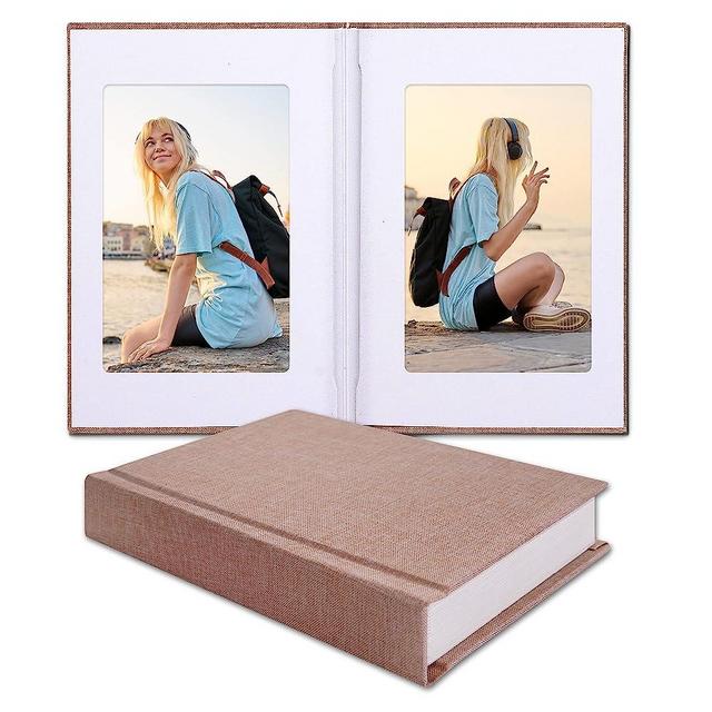 Pssoss Small 4x6 Photo Album with Writing Space Holds 30 Photos Ideal for Wedding Theme-Album and Baby Photo Album (Beige)