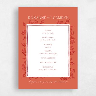 Burnt Orange Wedding Program - Velarde