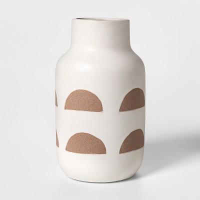 11.8' x 6.6" Earthenware Half Circle Vase White/Brown - Project 62™
