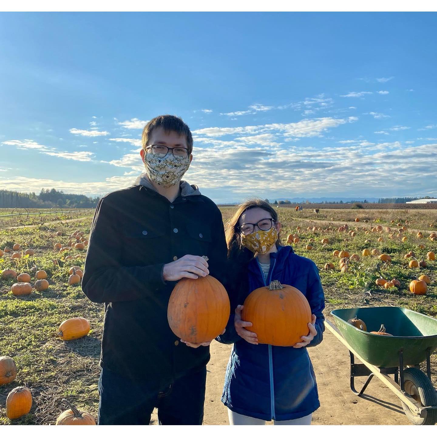 Picking out pumpkins in October 2020!