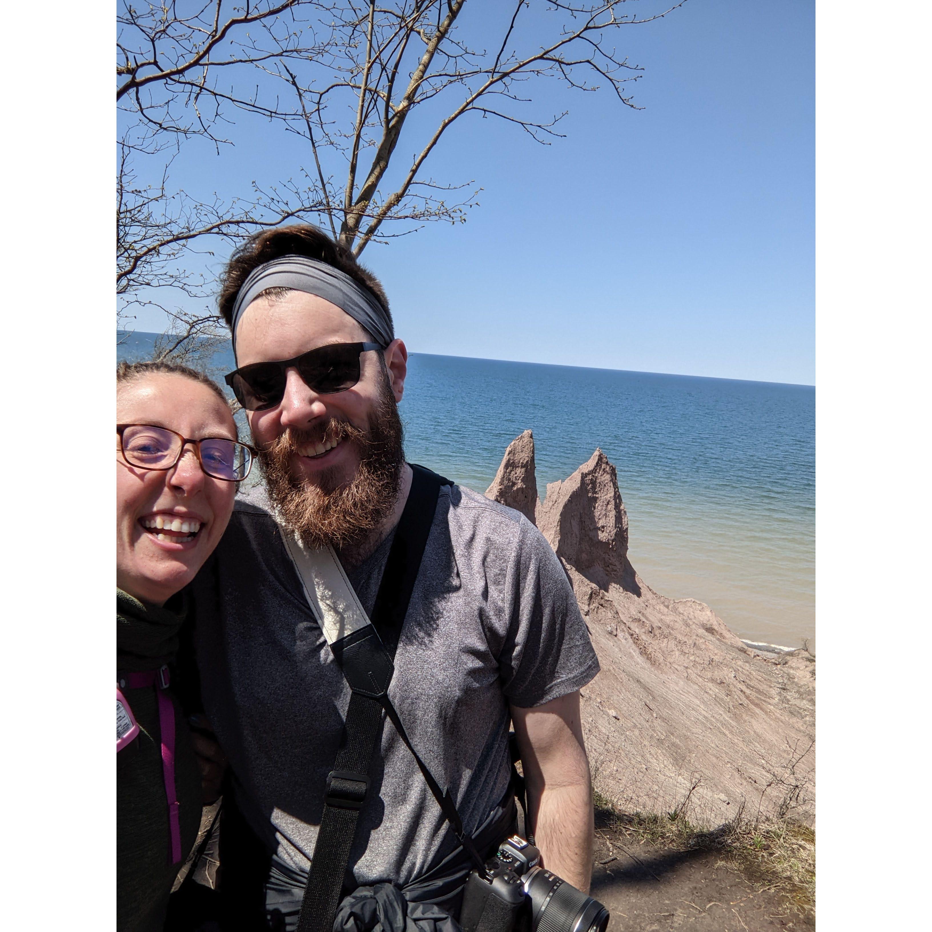 We made it a tradition to take a vacation between our Birthdays every year in order to spend some quality time together. In 2022 we stayed in the finger lakes! Here we are at Chimney Bluffs State Park