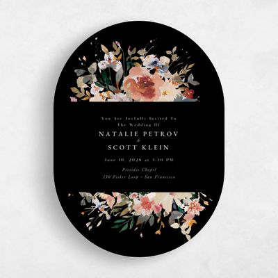 Black Oval Wedding Invitation - Fenella Classic