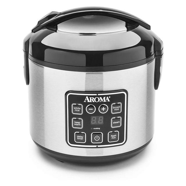 Aroma 64 Ounces Digital Cool-Touch Rice Cooker and Food Steamer, Stainless Refurbished